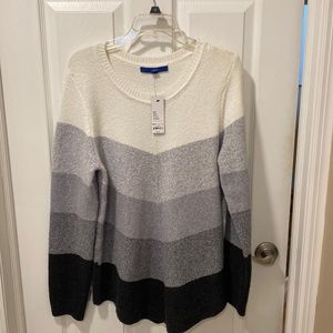 NWT Black, gray and white sweater